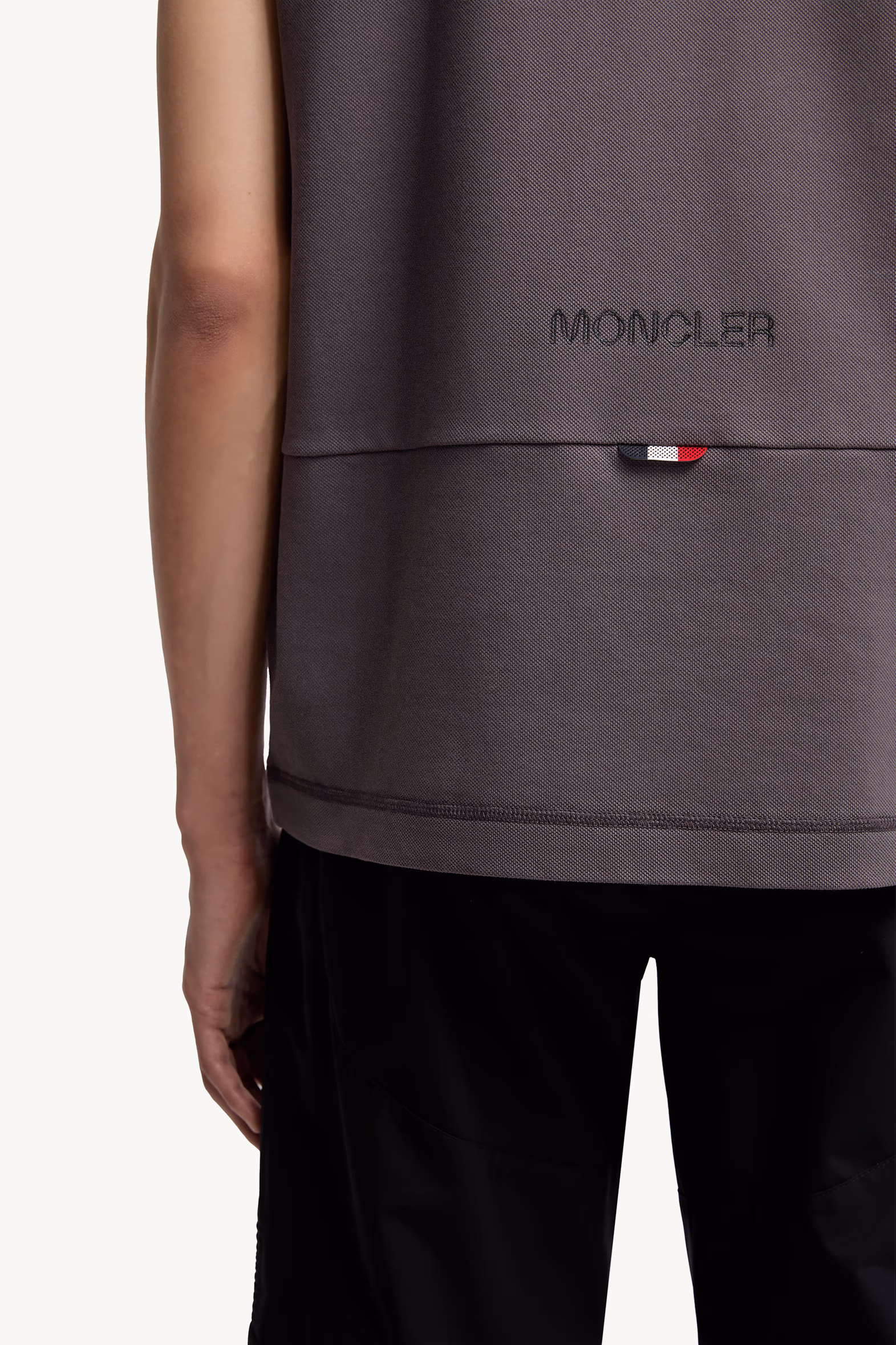 Polo de piqué de algodón con parche con logotipo Hombre Gris oscuro Moncler 6